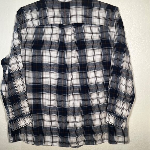 HB Harbor Bay Men's 3XLT Flannel Shirt Long Sleeve Blue Plaid Button-Down Cotton - Picture 7 of 16